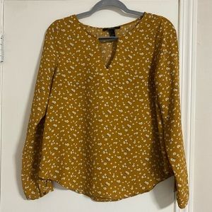 Forever 21 Yellow Floral Blouse Size S